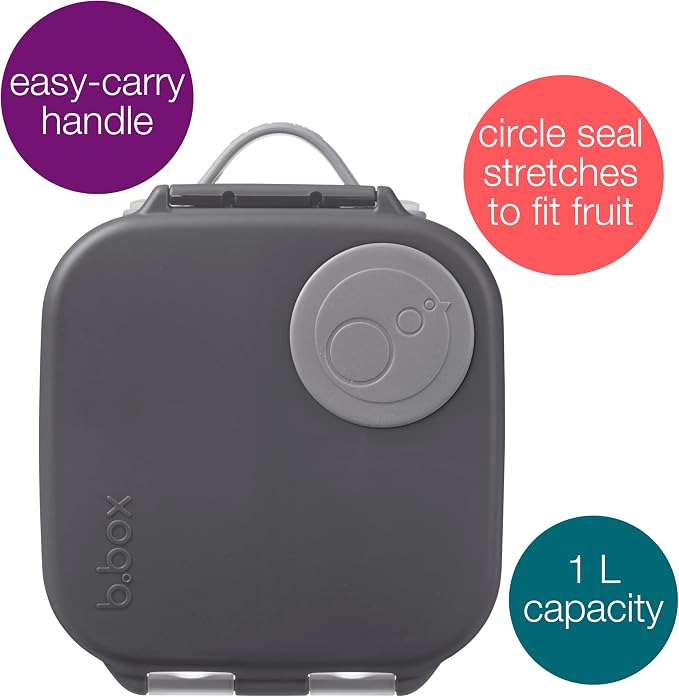 b.box Mini Lunch Box, Snack Containers for Kids, Lunch Box Kids, 4.25 Cup | Bento Box for Kids, Sanck Box, Lunch Containers, Leak Proof, Dishwasher Safe, BPA Free, PFAS Free, Ages 3+ — Graphite