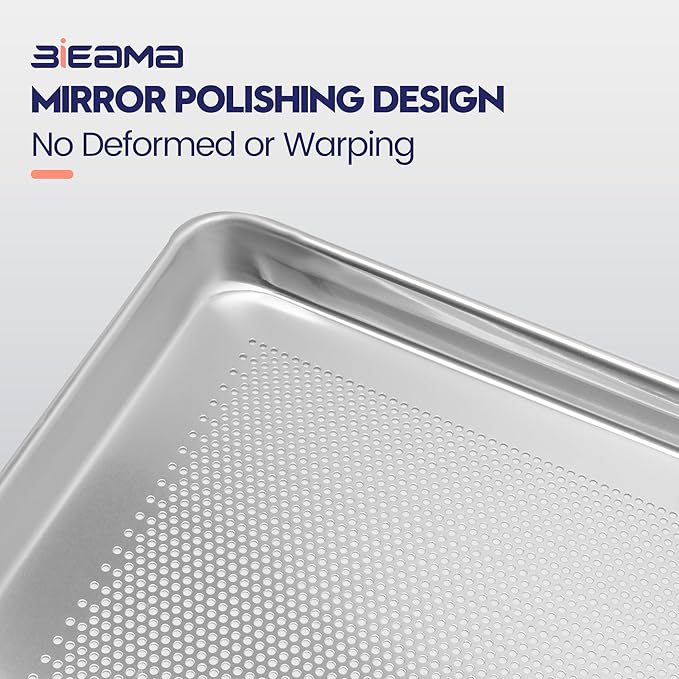 BIEAMA 6 Pack Perforated Half Size 18" x 13" Baking Sheet Pan | Aluminum Commercial Bakery Equipment Cookie Sheets, NSF Approved Baking Tray