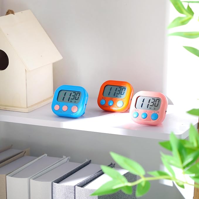 Weewooday 12 Pcs Digital Kitchen Magnetic Timer Bulk Classroom Count up Countdown Egg Timer Cute Desk Stopwatch for Back to School Teacher Kids Cooking Office(Multicolor,Vibrant Style)