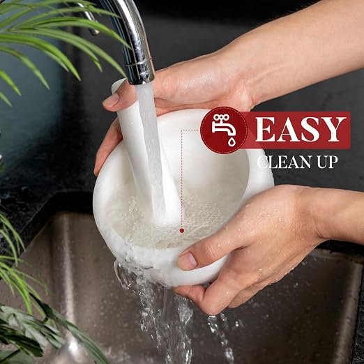 Marble Mortar and Pestle Set, 6.3"-2 Cups Grinder Bowl for Guacamole, Salsa, Pill Crusher, Spice, Herb, Garlic, Nut, Heavy Duty Grinder for Kitchen(Namib Fantasy)