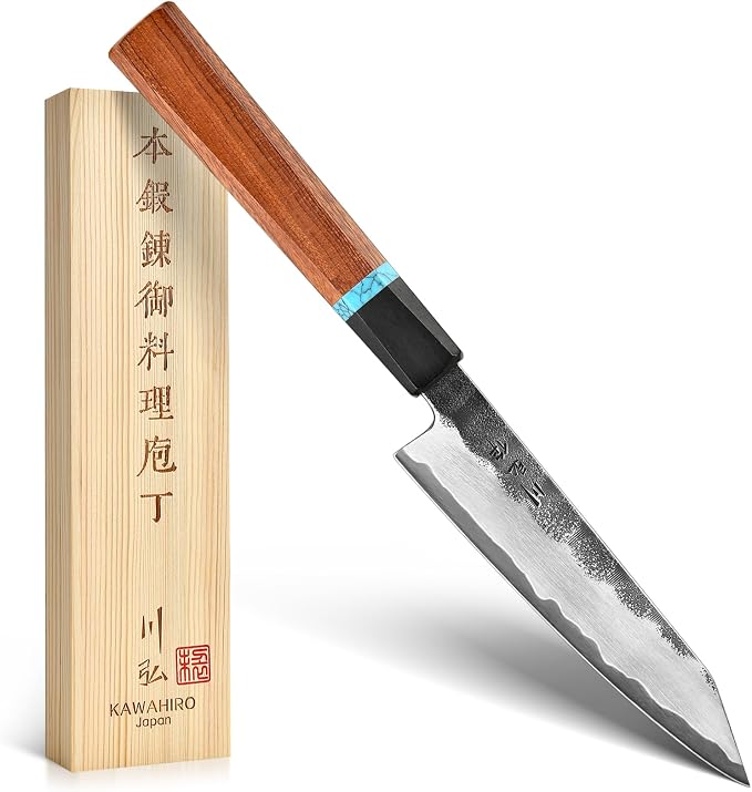 5" Japanese Utility Knife, VG10 Paring Knife for Precision Prep | 3-Layer Steel, Petty Knife, Hand-Sharpened Edge, Compact & Lightweight, Effortless Peeling & Slicing, Velvet-Lined Gift Box