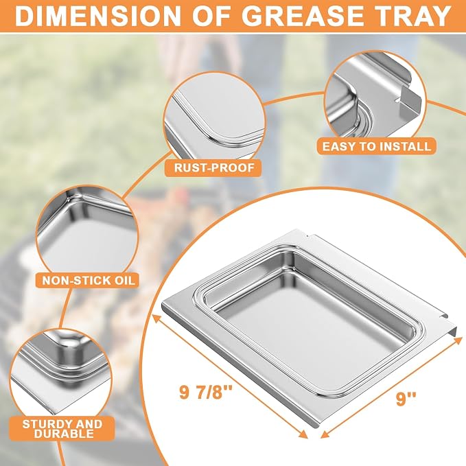 Grill Replacement Parts for Weber GS4 Spirit II Catch Pan Spirit II 200 & 300 SER Spirit 2 Grill Parts for Weber Traveler, Pulse 2000 Weber Grill Grease Tray 67047 &Aluminum Grill Drip Pan Liners 6415