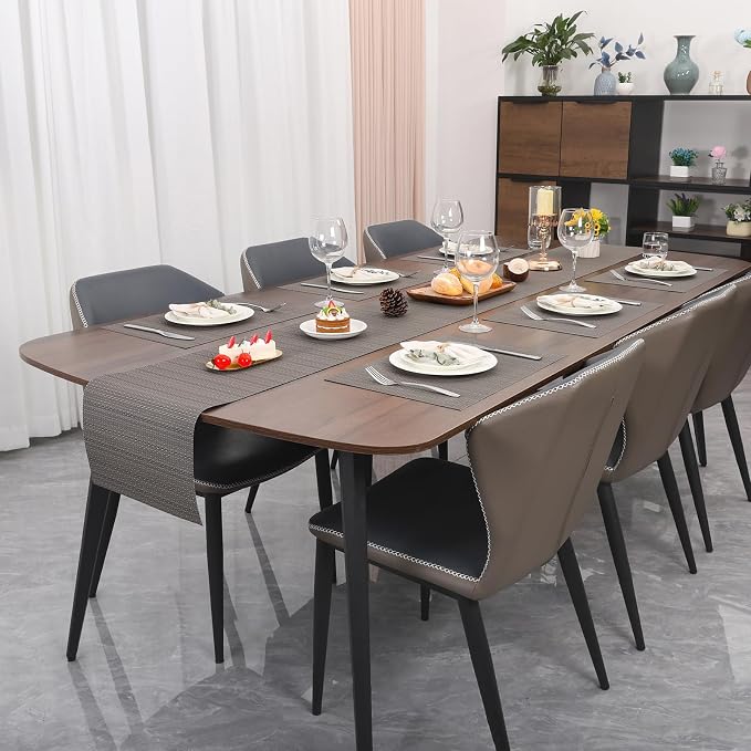 Myir JUN Placemats Set of 8 Kitchen and Dining Table Placemats | Vinyl Placemats Place Mats Indoor/Outdoor Set of 8 Washable Table Mats Non-Slip Place mats for Dining Table, Dark Gray