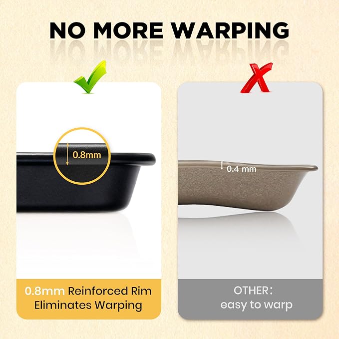 Saker 3-Piece Heavy Duty Carbon Steel Baking Sheets Set Non-Stick | | Cookie Sheets,Oven Safe, Even Heating, for Baking, Roasting, Cooking – Professional Grade (Black)