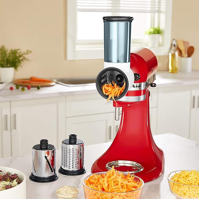 HOZODO Slicer Shredder Attachment for KitchenAid Stand Mixer | Cheese Grater Attachment for KitchenAid Stand Mixer, Food Processor with 3 Blades