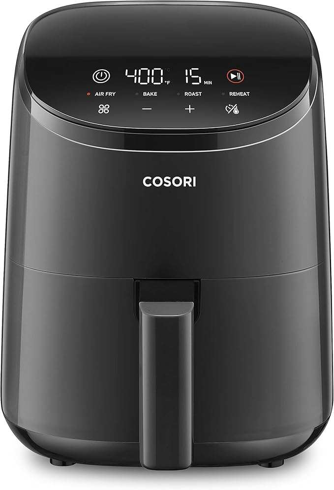 Cosori Lite 2.1 Qt Small Air Fryer, Max 400°F, 4-in-1, 97% less oil, Gray | Ideal for dorms, apartment, RVs, Quiet, Touch control, Air Fry, Bake, Roast, Reheat, Nonstick inner, Dishwasher-Safe Basket