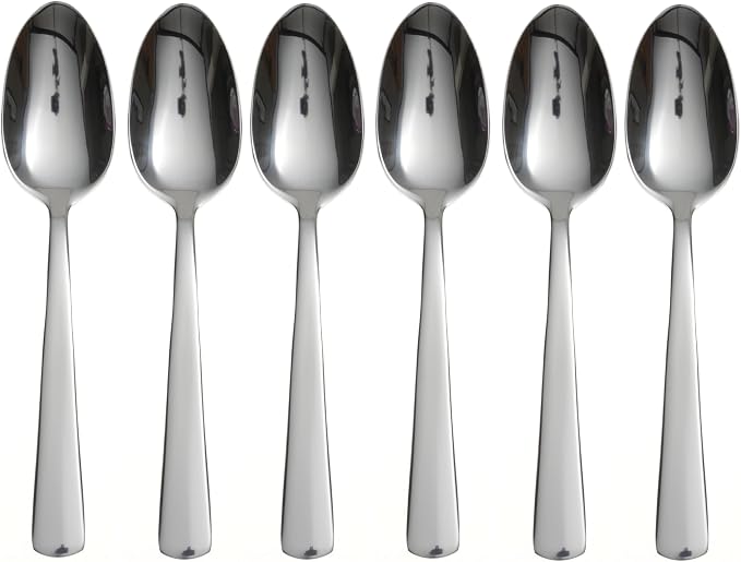 Oneida Aptitude Dinner Spoons Silverware Set for 6, Flatware | 18/0 stainless steel, mirror finish | dishwasher safe | great for soup or everyday dining, cutlery set
