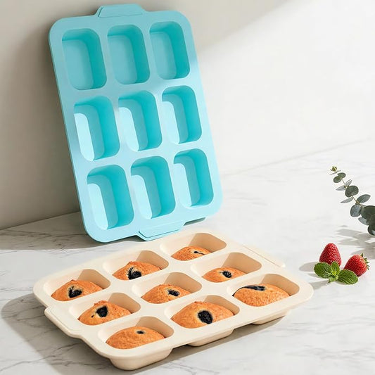 Nonstick Silicone Mini Loaf Pans: 9-Cavity Small Banana Bread Loaf Pans | for Baking Cornbread with Metal Frame - Mini Meatloaf Tin for Oven - Brownie Tray for Baker Baking Lover Toeusog