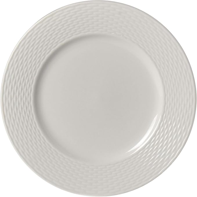 Tabletops Gallery Embossed Bone White Porcelain Round Dinnerware Collection- Chip Resistant Scratch Resistant, Dubai 12 Piece Dinnerware Set (Dinner Plate, Salad Plate, Cereal Bowl)