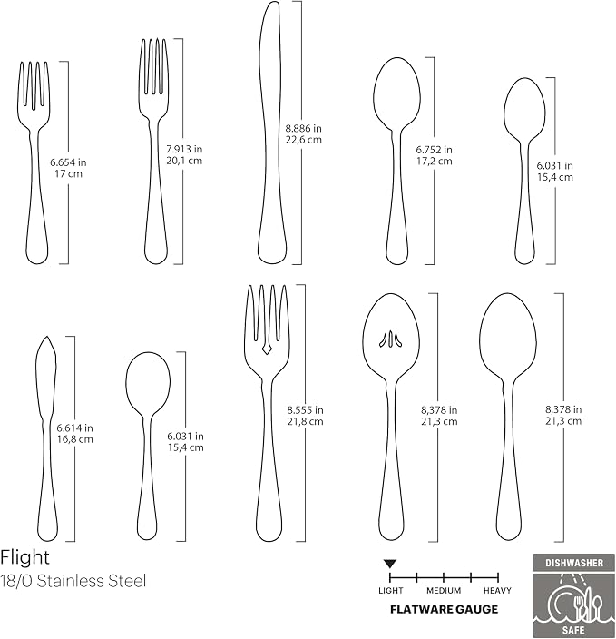 Oneida Flight 65-Piece 18/0 Silverware Set for 12, Flatware | mirror finish, dishwasher safe | includes serving spoons and utensil set | cutlery set, wedding silverware