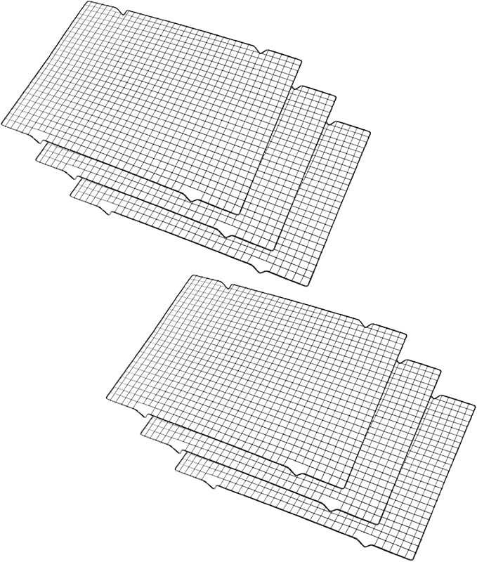 Haploon Baking Racks 6 Pcs Wire Cooling Rack for Roasting Cooking Net | Heavy Duty Grilling Drying Mesh, 16x10 Inches Black Grid Bulk, Fits Small Toaster Oven, Dishwasher Safe Kitchenware