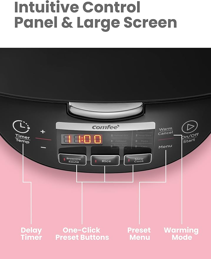 COMFEE' Japanese Style Rice Cooker with Fuzzy Logic, 10-Cups Uncooked Rice