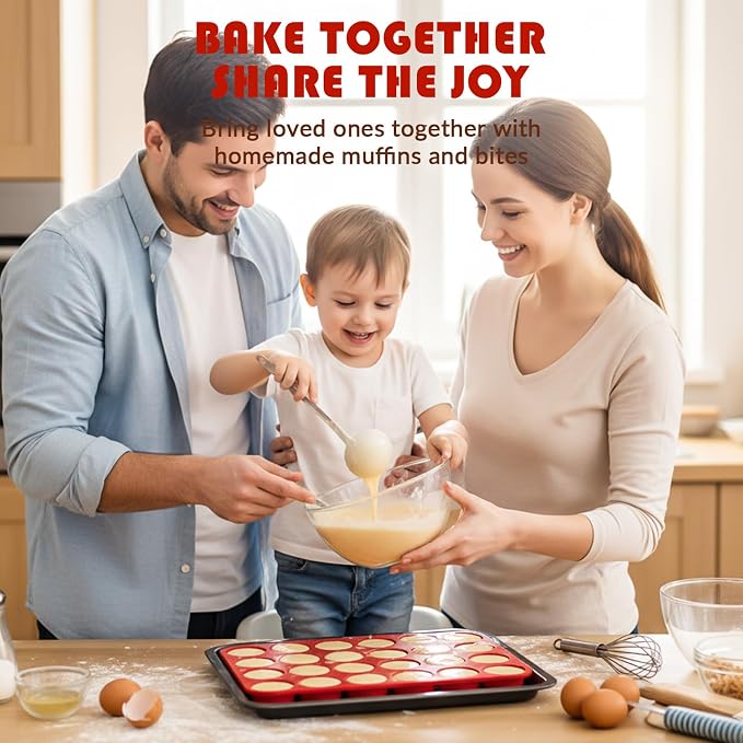 HKNMTT Mini Silicone Muffin Pans for Baking 24Cups BPA-Free Egg Bites Molds | Food-Grade, Non-Stick, Oven Safe, Small Cupcake Pans, Muffin Tin