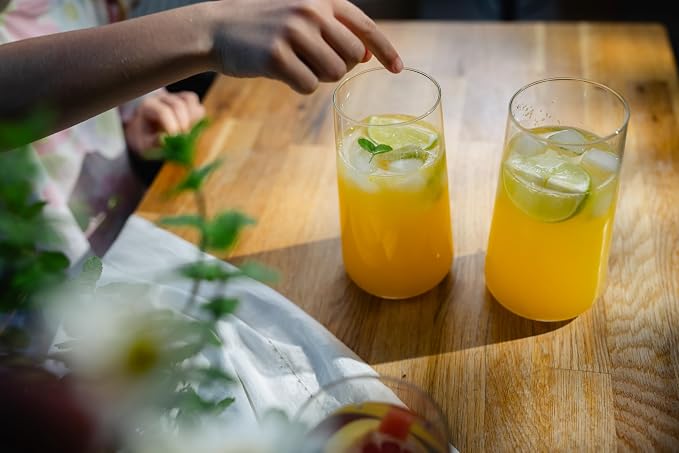 Krosno Water Glasses Set of 4, 20.3 oz, Infinity Collection | Highball Drinking Glasses, Lead-Free Crystal Glassware, Tapered Juice Glasses, Water Coctails Glass Set, Dishwasher Safe