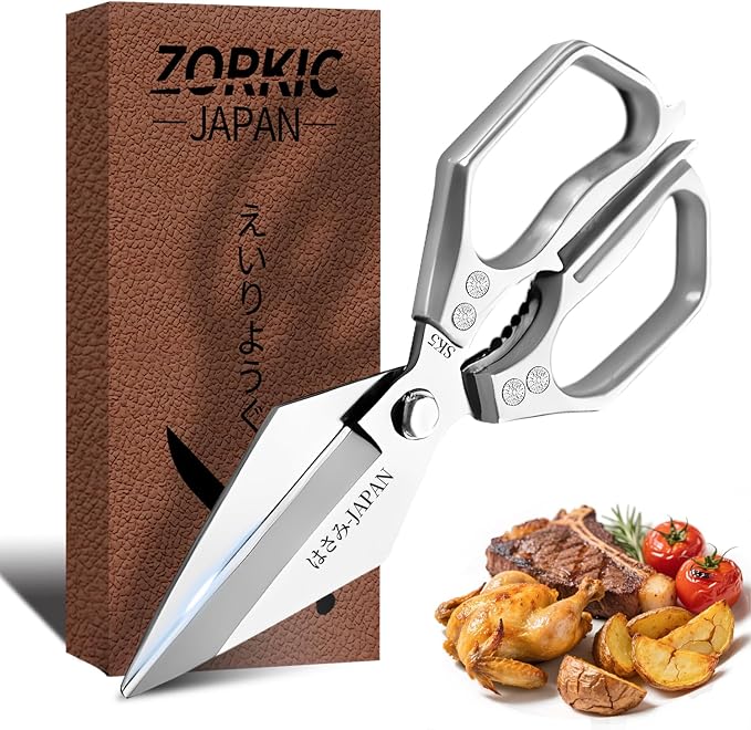 Kitchen Scissors Set Silver 3PCS, Heavy Duty Poultry Shears Kitchen Shear for Food Chicken Scissor All Purpose,Japan Meat Cutting Scissors, Bones Food Cooking Shears, Gifts for Men Women Mom Dad