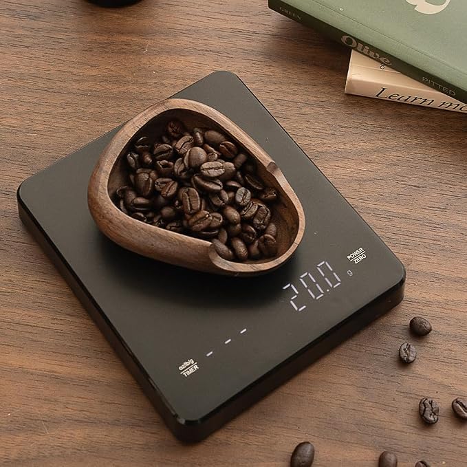 Coffee Bean Dosing Cup & RDT Spray Bottle Set - Walnut Wood Espresso Accessories Kit with Static Reduction Spray, Measuring Tray for Coffee/Tea ﻿