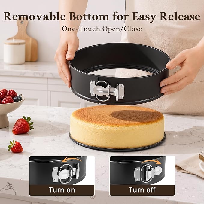 7 Inch Nonstick Springform Cheesecake Pan with Removable Bottom | Round Cheese Cake Pans for Baking, Spring Form Pan for Cheesecake, Easy Release Baking Mold, Carbon Steel