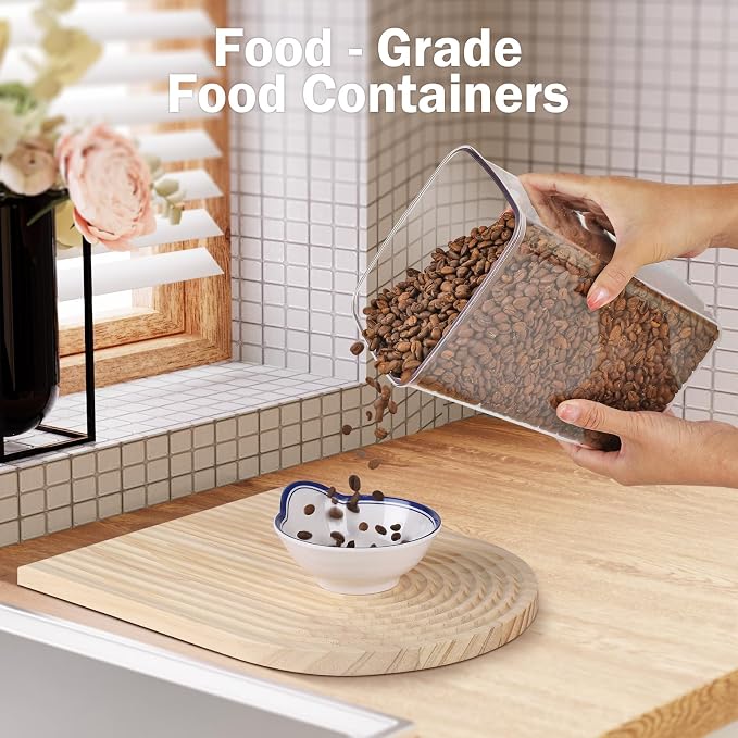 Melovom 8 Pcs Pop Food Storage Containers Airtight Food Storage Containers Set with Lids Kitchen Pantry Organization and Storage, 3.4Qt, 2.8Qt, 2.1Qt, 1.2Qt