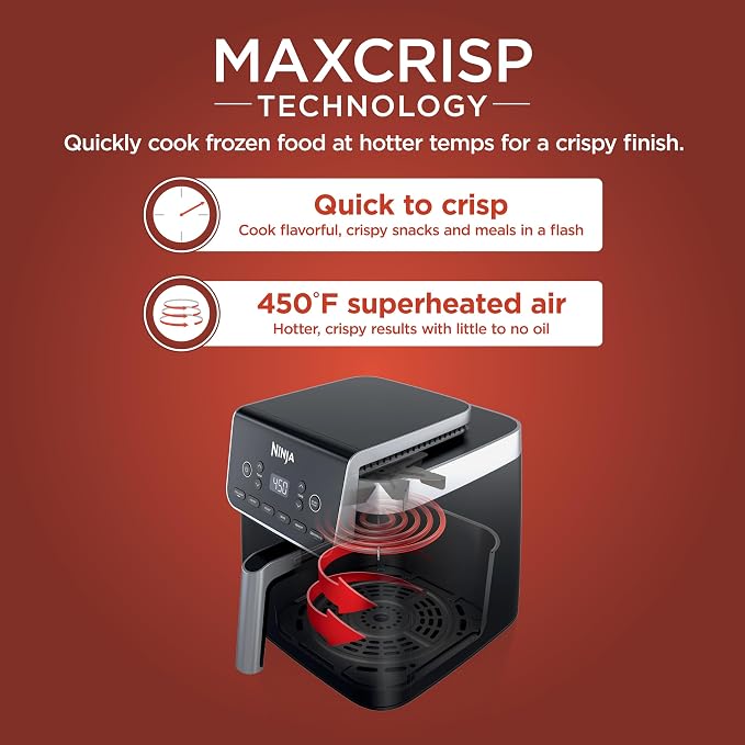Ninja (Refurbished) Air Fryer Pro XL 6-in-1 with 6.5 QT Capacity, Max Crisp, Air Fry, Air Roast, Bake, Reheat, Dehydrate, Max Crisp Technology with 450F, Nonstick Basket & Crisper Plate (Renewed)
