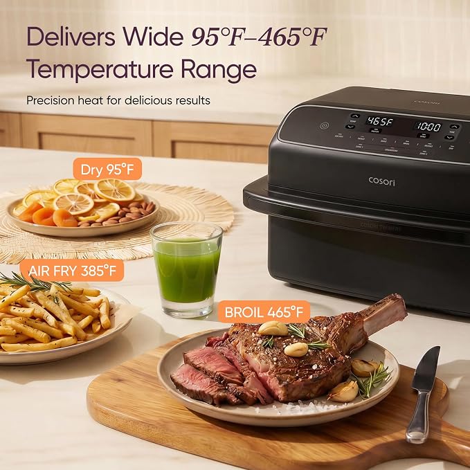 Cosori TWINFRY 9 QT Double Air Fryer, Removable Divider, PFAS-Free Ceramic | Dual 4.5Qt & Full 9Qt, Two Ways to Cook, 6-in-1, Independent Cooking, Match&Sync, Dishwasher-Safe, Countertop Friendly