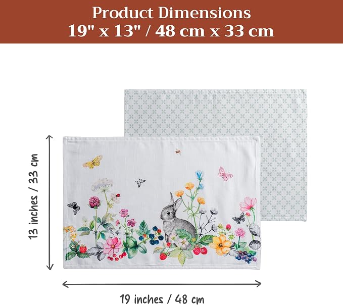 Maison d' Hermine Placemats Set of 4 Reusable 100% Cotton (13"x19") | Cloth Place Mats Washable Table Mats for Kitchen Dining Party Wedding Hotel Home Restaurant Spring Summer - Printemps