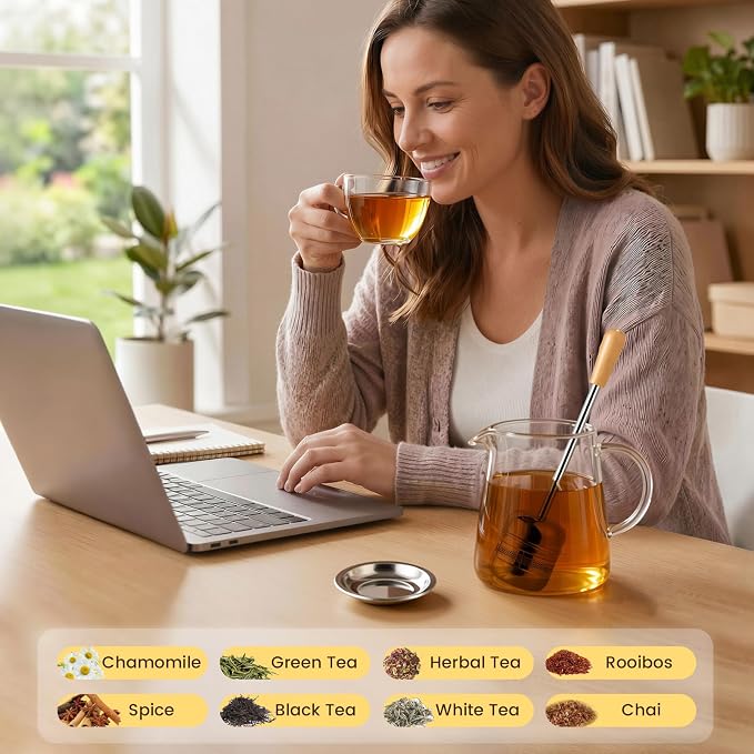ZPUFAW 2Packs of Tea Infuser for Loose Leaf Tea, Long Handle 18/8 Stainless Steel Tea Scoop Infuser Fine Mesh Tea Strainers Tea Steeper