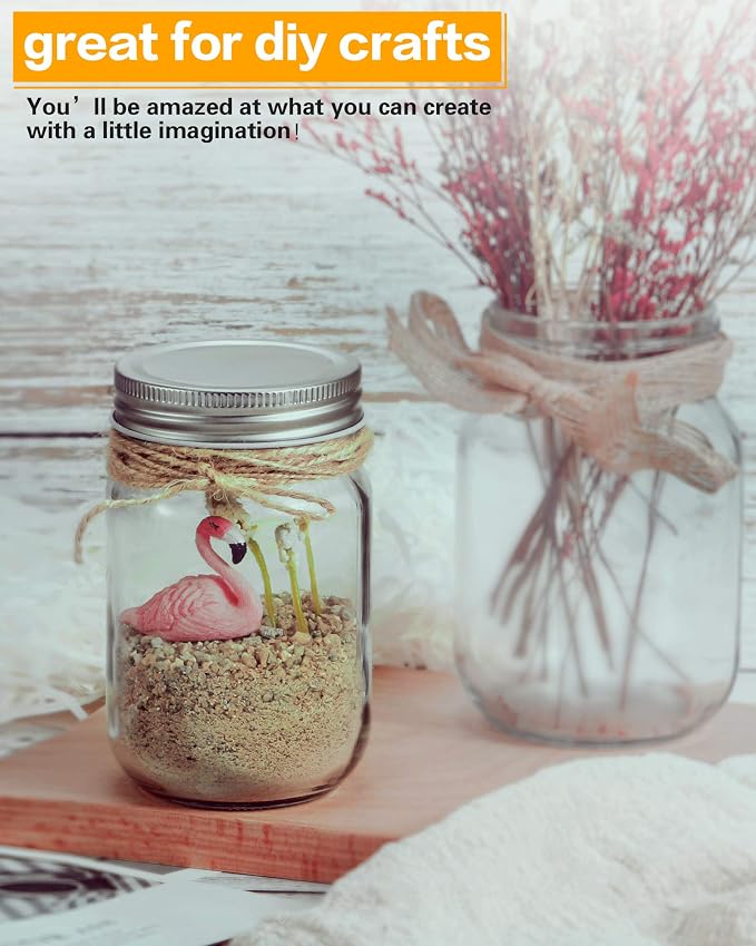 Rainforce Mason Jars 12 oz 20 Pack Glass Jars with Silver Lids food Storage | Regular mouth canning jars for pickles,meal prep,crafts with 20 labels and 1 pen.Food Storage frascos de vidrio con tapa para