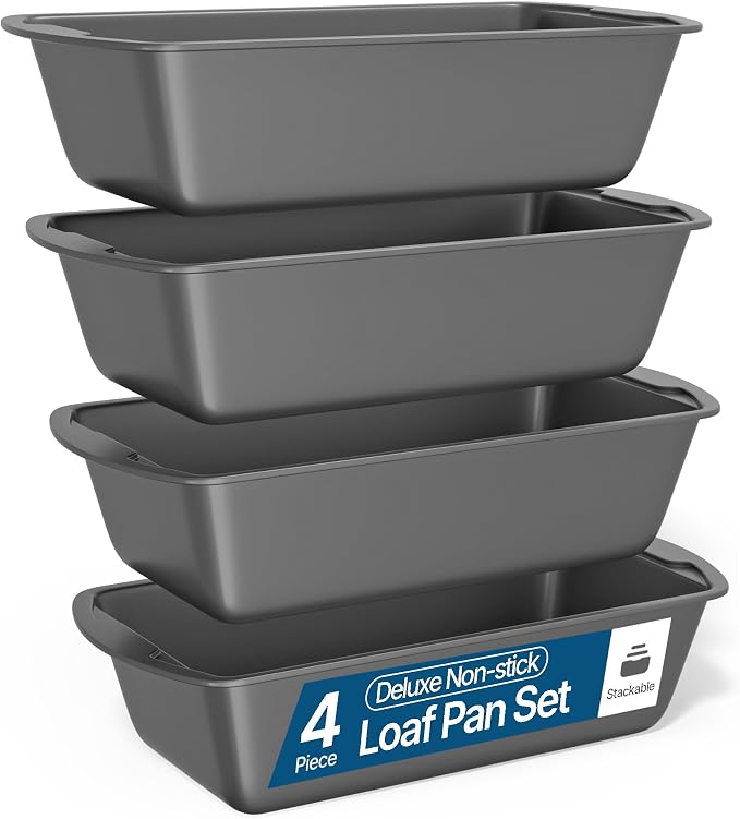 Bakken- Swiss Loaf Pan Set 4-Piece - Deluxe Nonstick Carbon Steel Bakeware for Perfect Bread and Cakes – Dishwasher Safe, Premium Pans for Home Baking