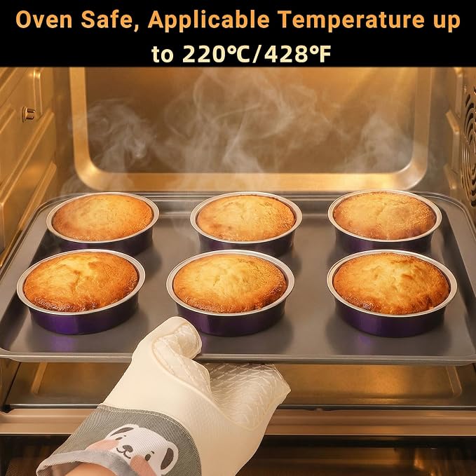 Beasea 7.3oz Cheesecake Pan with Lids, 20 Pack 4 Inch Round Aluminum Foil Disposable Tart Tins, Cupcake Container with Lids Mini Pie Tart Pans Baking Cups For Pizza Quiche - Violet Purple