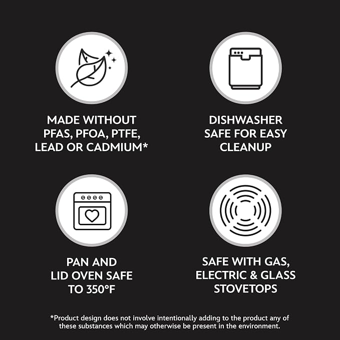 Farberware Disney Monochrome Ceramic Cookware Nonstick Saute Pan with Lid and Helper Handle, Dishwasher Safe, 4.5 Quart - Black