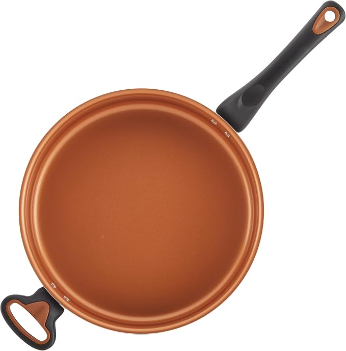 Farberware Glide Ceramic Nonstick Saute Pan / Frying Pan / Fry Pan with Lid and Helper Handle - 4 Quart, Black