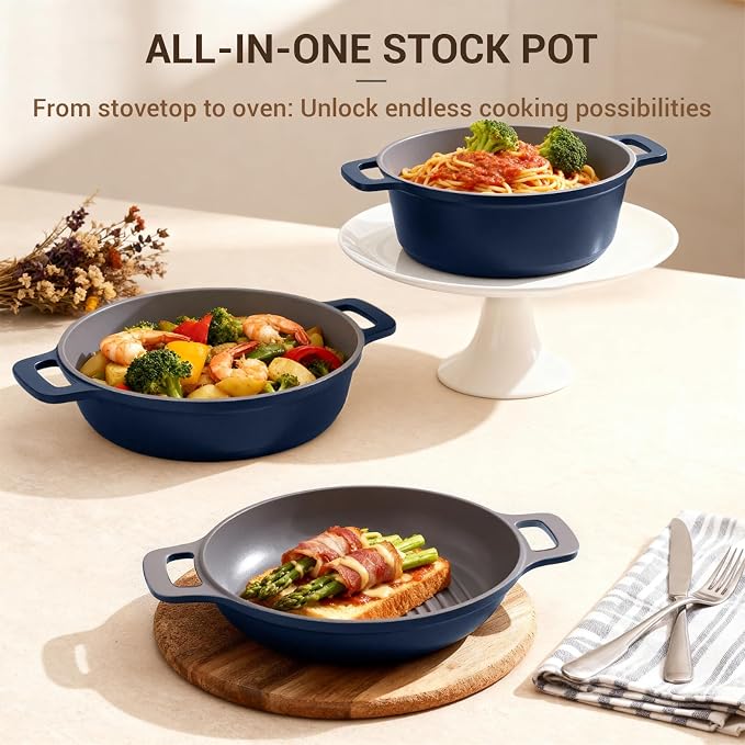 4.5 Qt Non Stick Soup Pot with Lid, Ceramic Stockpot Set, Cooking Pot for All Stovetops, All-in-One Non Toxic Pot for Stews, Soups & Pasta, Easy to Clean, Induction Ready, PFAS Free