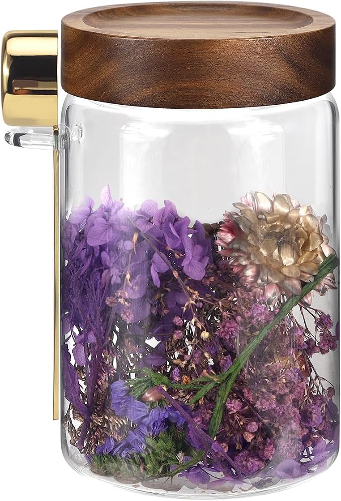 Glass Coffee Jars with Scoop Glass Jar Airtight Lid Seasoning Containers Glass Spice Jar Pantry Storage Containers for Kitchen Sugar Coffee Bean Nuts Cookies Herbs (900ml/30oz-1 pack -with spoon)
