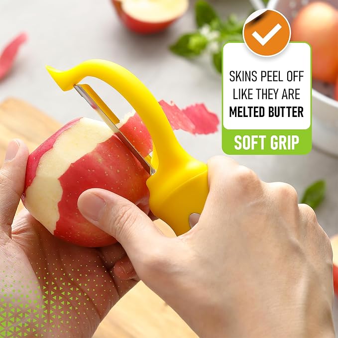 Spring Chef Swivel Potato Peeler with Soft Grip Handle, Set of 2, Yellow | Premium Vegetable Peeler w/ Sharp Stainless Steel Blades, Multifunctional Food Peeler for Apple, Carrot, Cucumber, Fruit