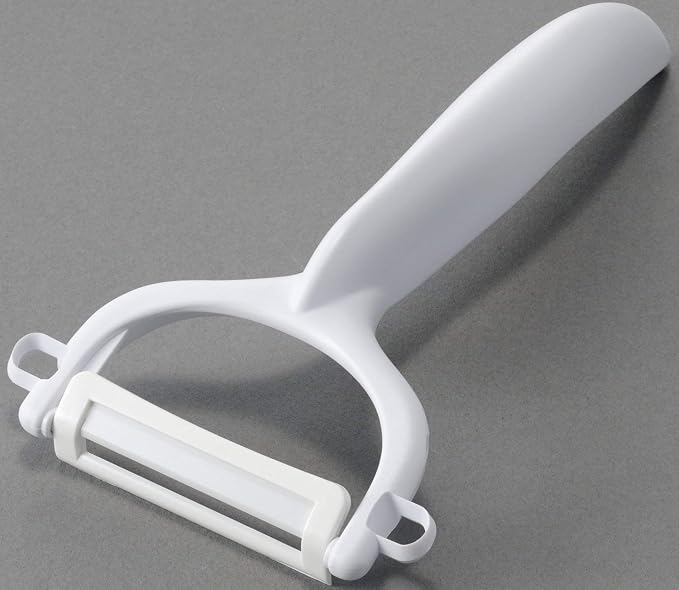 Kyocera Advanced Ceramic Horizontal Y Peeler, White | KYOCERA Ceramic Y-Peeler: Ultra-Sharp, Non-Corrosive Blade for Effortless Peeling – Ergonomic & Dishwasher Safe