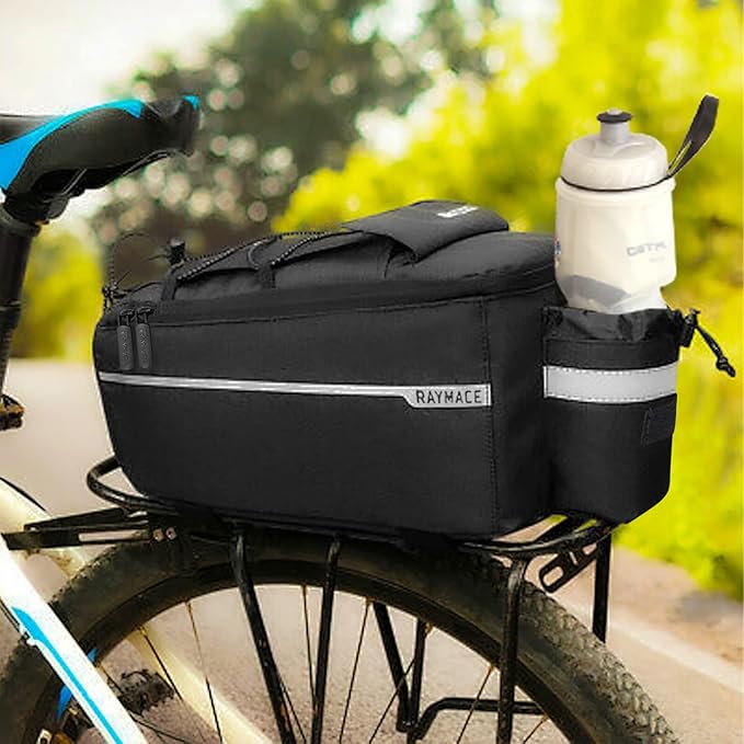 RAYMACE Bike Rear Rack Bag, Bike Trunk Cooler Bag | Bicycle Pannier for Warm or Cold Items(Black)