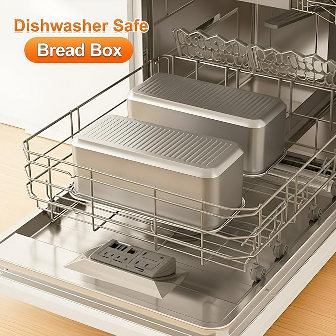 ANYPROLUS Bread Box Stainless Steel Bread Storage for Homemade Bread, Dishwasher Safe Bread Containers Storage Airtight Loaf, Airtight Bread Storage Container with Lid and Handle