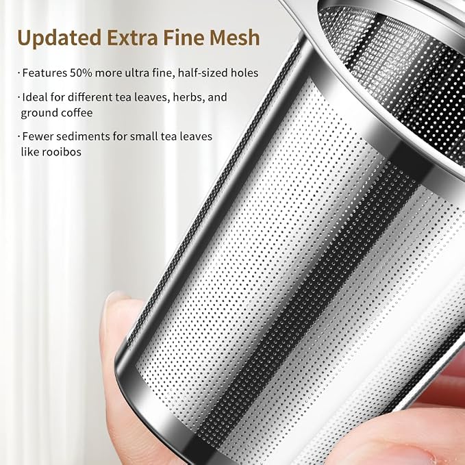 2PCS Tea Infuser for Loose Leaf Tea, BOMANSI BOMS Loose Leaf Tea Steeper Strainer with Double Handles, Extra Fine Mesh Ball Infusers, Diffuser Holder Filter for Mugs, Tea Strainers for Loose Tea