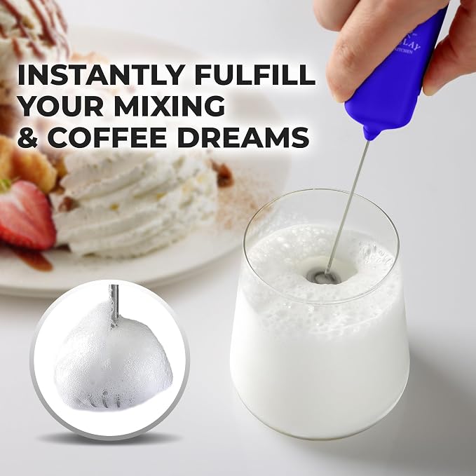 Mini & Mighty Milk Frother Wand – Powerful Handheld Coffee Frother, Battery Operated Drink Mixer – Compact Pocket Size – Detachable Whisk for Latte, Cappuccino, Matcha, Hot Chocolate