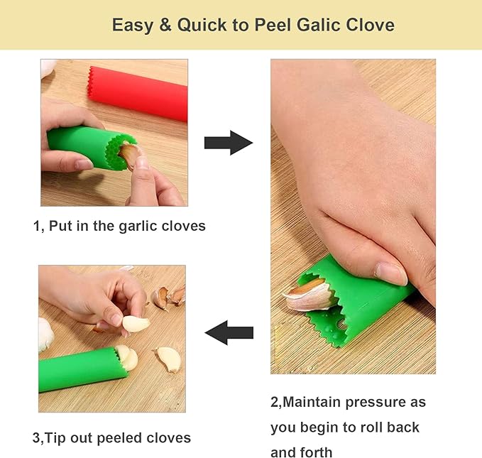 Garlic Peeler Tube, Silicone Garlic Roller, Easy to Peel Garlic Cloves, Useful Kitchen Tool for Garlic(3colors)