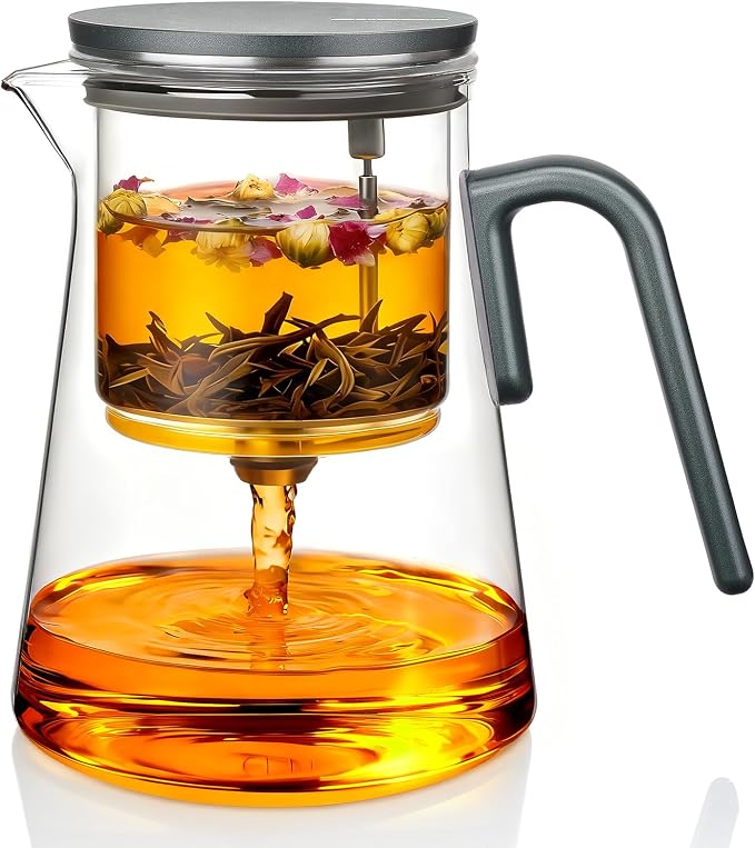 ZENS Magnetic Teapot, 34oz Magic Glass Infuser Pot for Loose Tea Steeper | Glass Teapot with Infusers for Loose Tea Steeper, Echanted Tea Pot for Herbal Tea Lovers, Dark Green