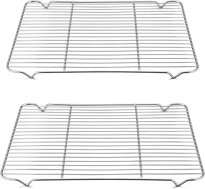 TeamFar Cooling Rack, 16.6” x 11.45” Stainless Steel Wire Baking Rack, 2PCS | for Cooking Roasting Grilling, Fit for Oven Pan, Oven & Dishwasher Safe, Non-toxic & Heavy-Duty