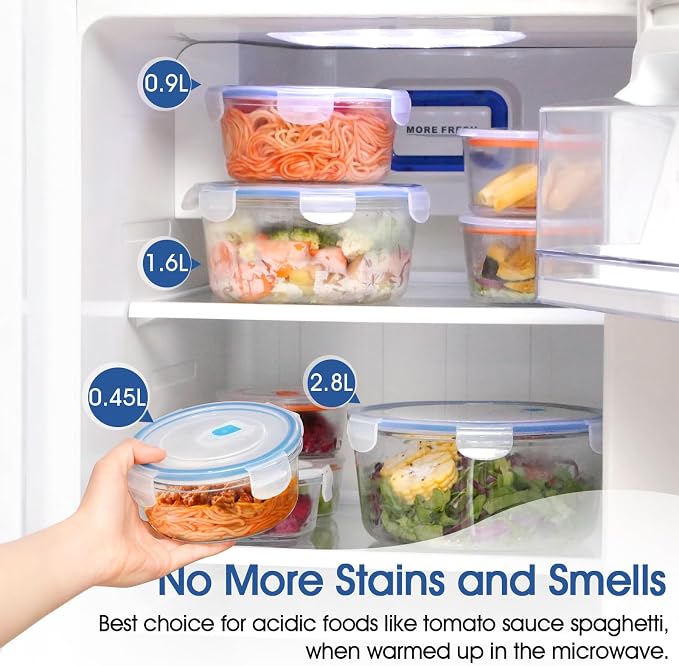 NUTRIUPS 2800ml/95oz Large Glass Food Storage Containers with Airtight Lids, 2.8L Rectangle Family Size Extra Large Bakeware Marinating Lock Baking Dish Container Glass Bowls