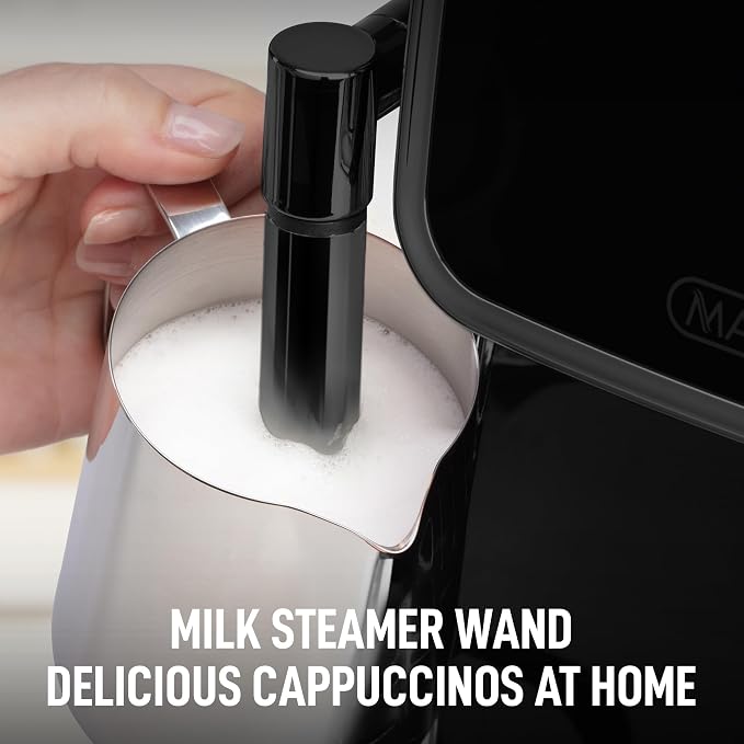 Zulay Kitchen Magia Clasica Automatic Espresso Machine with Built-In Grinder, Touch Panel Coffee Maker, Steam Wand Milk Frother, Adjustable Strength, Self-Cleaning, Black (13" x 17.7" x 9.4")