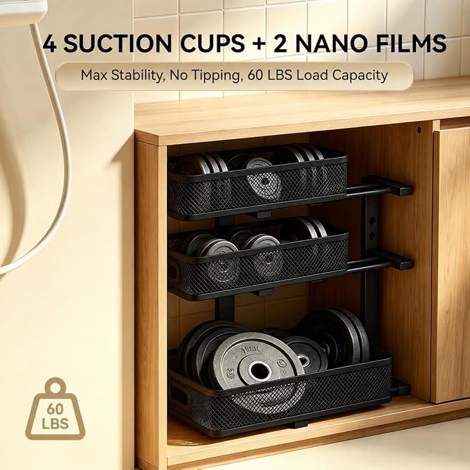 2 Pack 3 Tier Under Sink Organizer with Pull Out Drawer, Height Adjustable Heavy Duty Metal Under Cabinet Organizer, Smooth Sliding Storage Shelf for Kitchen, Bathroom Cabinet Organization, Black