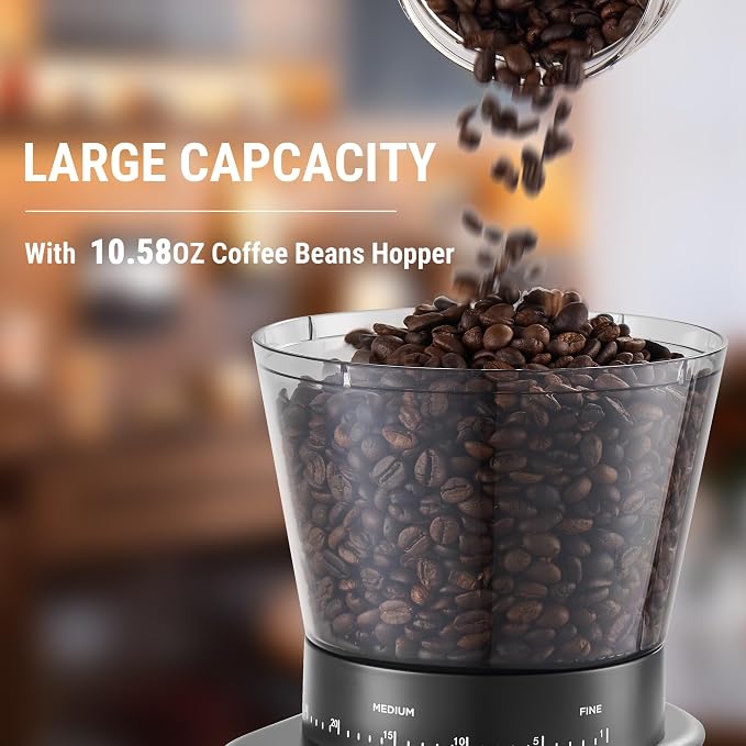 AYCHIRO Conical Burr Coffee Grinder Electric, Coffee Grinder with 30 Grind Settings, Adjustable Burr Mill Grinder for Home Use, 2-12 Cups for Espresso, Pour Over & French Press