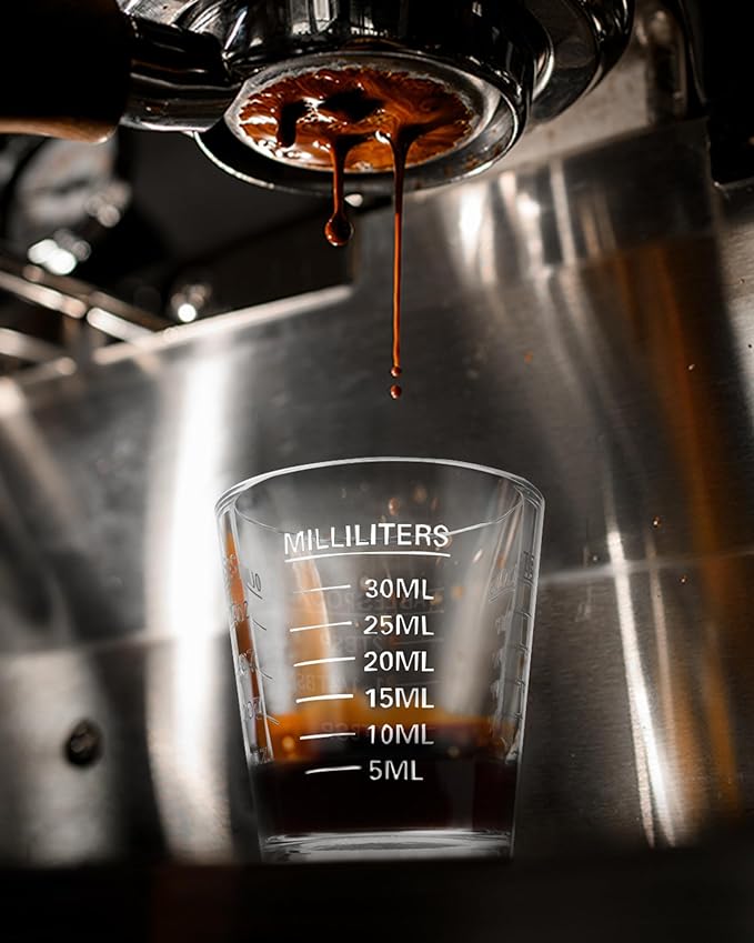 Shot Glass Measuring Cup Set, 6 Pack Espresso Shot Glasses (Mixed Colors) | Glass measuring cups feature 26 markings up to 1 OZ, 2 TBS, 6 TSP, 30 ML for espresso, liquor, medicine and recipes