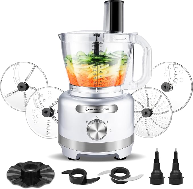 Homtone 16 Cup Food Processor large, 9-in-1 for home Kneader, French Fries | Multifunctions for Cheese Grating, Salad Veggie Chopper/ Slice/Julienne, Shred Large Family Week Meal Prep, Dishwasher Safe