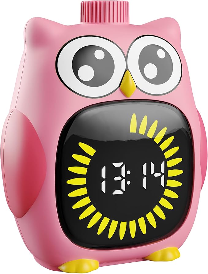Doli Yearning Visual Timer for Kids, 99 Minute Countdown Timer Pink | Owl Digital Timer for Home School Classroom Supplies Study, Silent Time Management Tool
