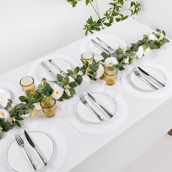 SHACOS 100 PCS Round Paper Placemats 13 inch Disposable Paper Place Mats for Dinner Wedding Birthday Party Festival Table Decoration Indoor Outdoor, White